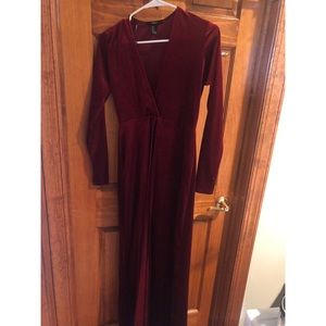 Red velvet maxi dress